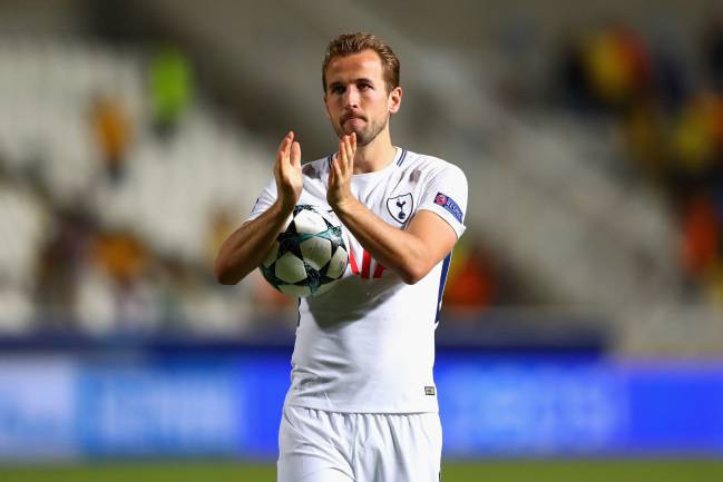 Harry Kane of Tottenham Hotspur celebrates victory with the match ball after the UEFA Champions League Group H match between Apoel Nicosia