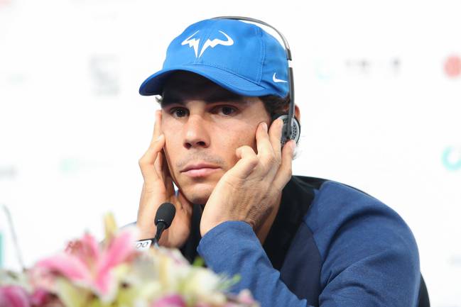 Rafael Nadal of Spain attends a press conference during the day three of 2017 China Open at the China National Tennis Centre on October 2, 2017 in Beijing, China.