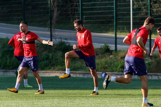 Stuani training ahead of the Real Madrid game on Sunday afternoon.