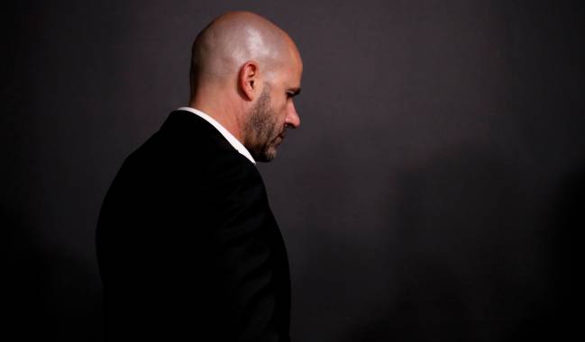 Dortmund's head coach Peter Bosz attends the press conference after the German Bundesliga soccer match between Borussia Dortmund and SV Werder Bremen.