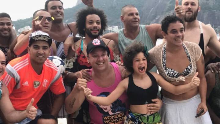 Marcelo having fun in Brazil, dressed up as a woman
