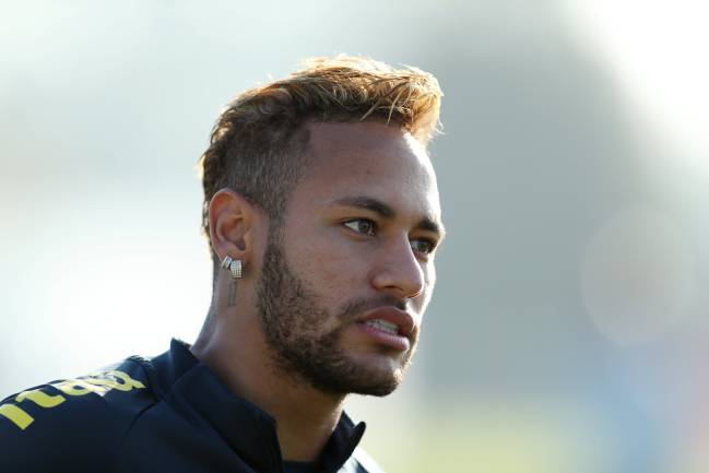 Brazil's Neymar during training