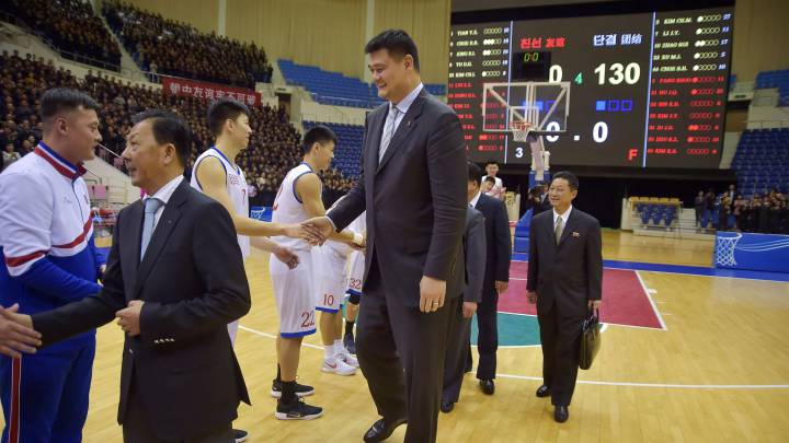 Former NBA star Yao Ming attends basketball friendly in Pyongyang