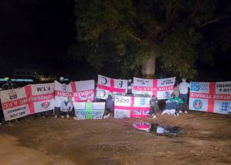 Betis ultras pose with stolen England flags