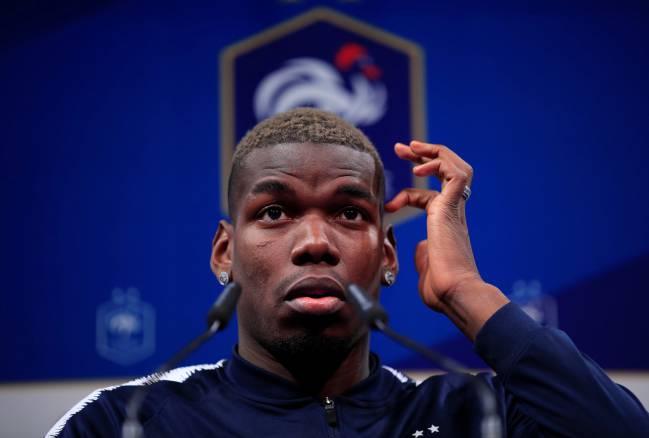 France's Paul Pogba during the press conference.