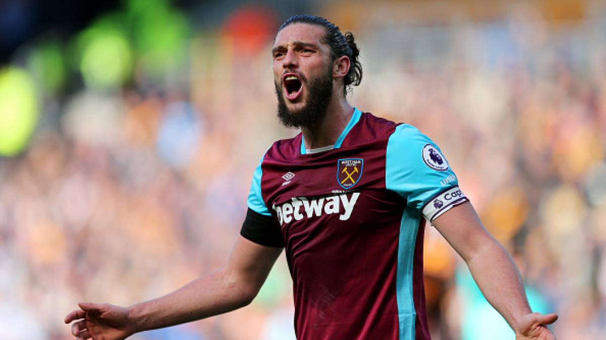 Andy Carroll in action with West Ham United of the Premier League