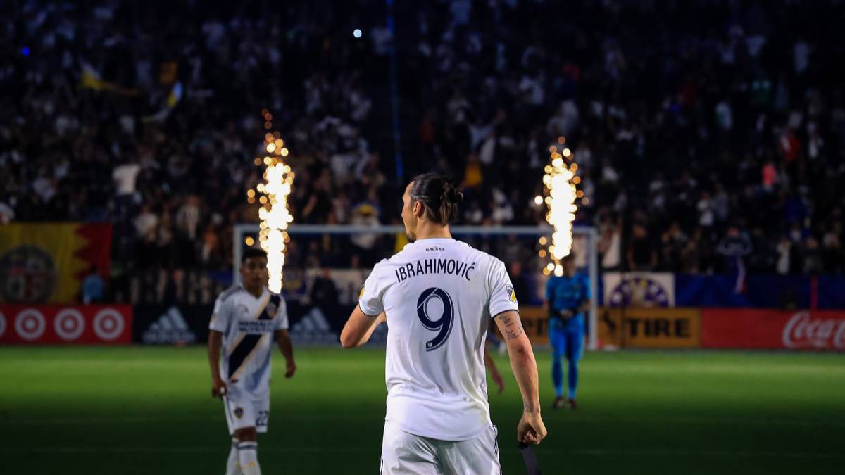 Zlatan Ibrahimovic back during the match between LA Galaxy and Philadelphia Union