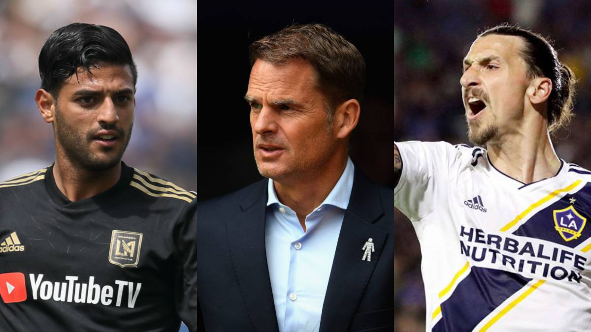 Collage of Carlo Vela, Frank de Boer and Zlatan Ibrahimovic that are part of the MLS