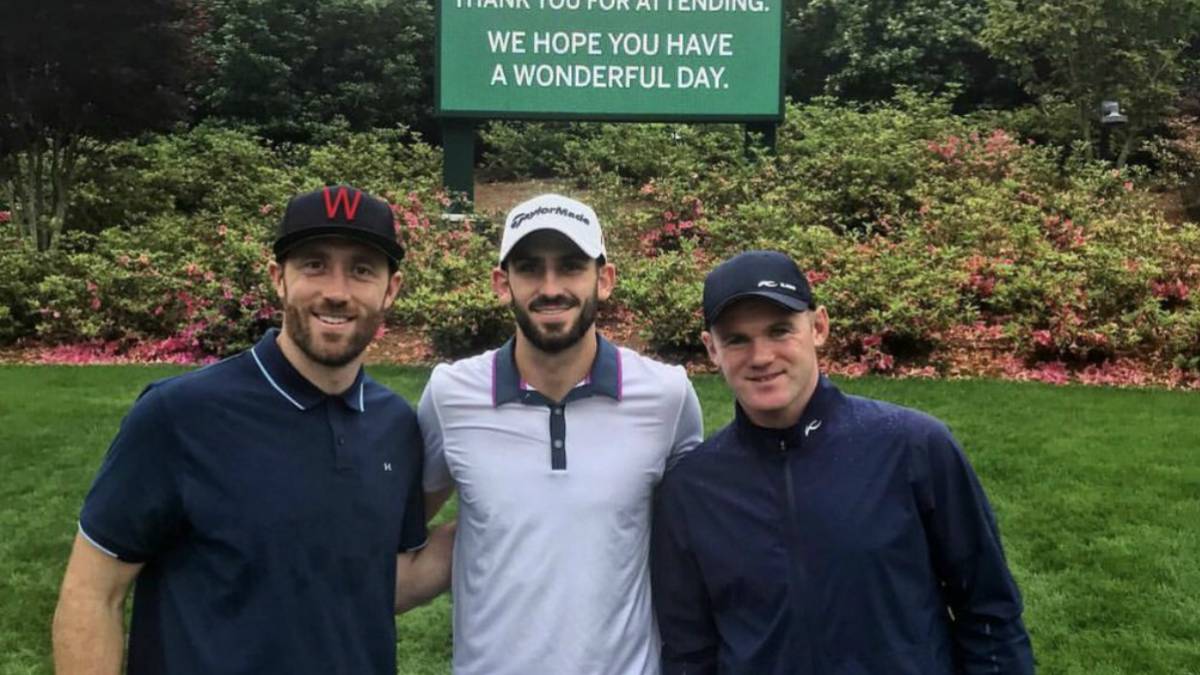 Wayne Rooney with Seitz and Steve Birnbaum at the US Masters to see Tiger Woods