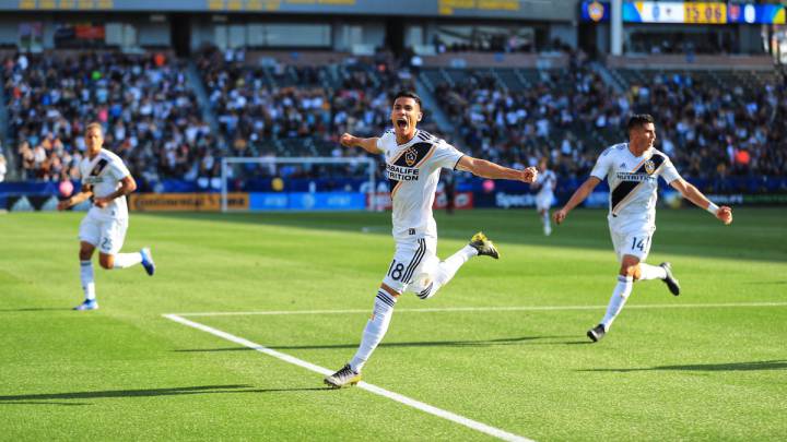 Uriel Antuna celebrating after scoring the opener for LA Galaxy