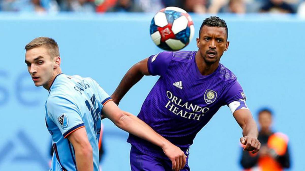 Nani in action with Orlando City against NYC FC