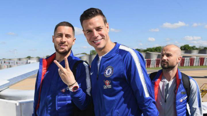 Eden Hazard and César Azpilicueta before traveling to the United States to face New England Revolution