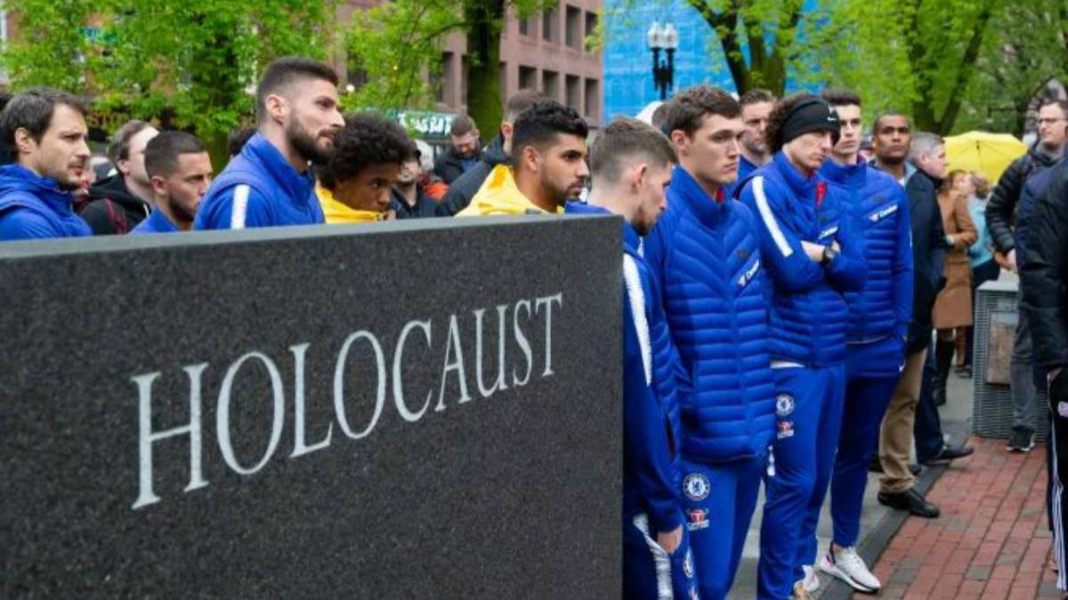 Chelsea visits New England Holocaust Memorial in Boston in their visit to the United States