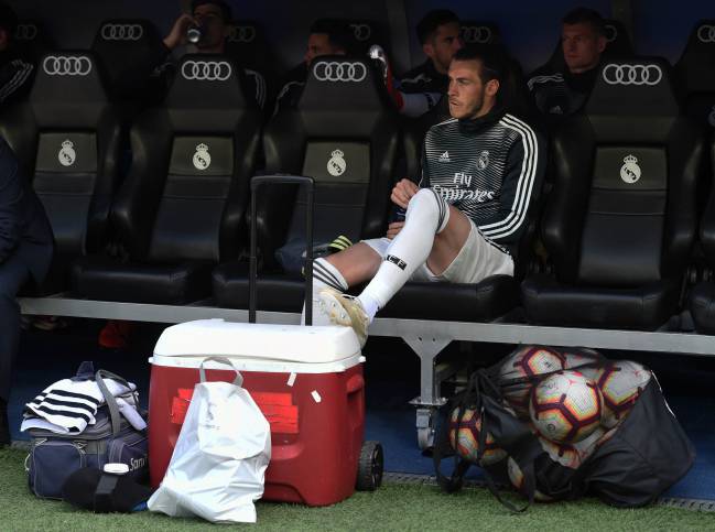 Benched | Gareth Bale of Real Madrid looks on from the substitute bench in what could be his last chance of an appearance.