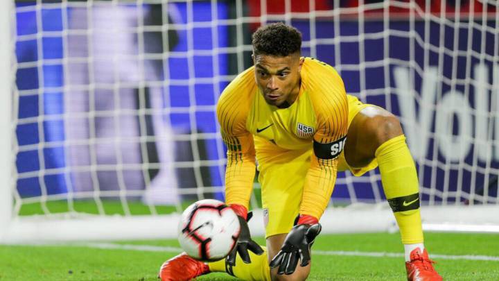 Columbus Crew goalie Zack Steffen in action during with the United States national team