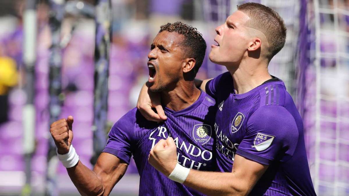 Nani celebrating after scoring for Orlando City