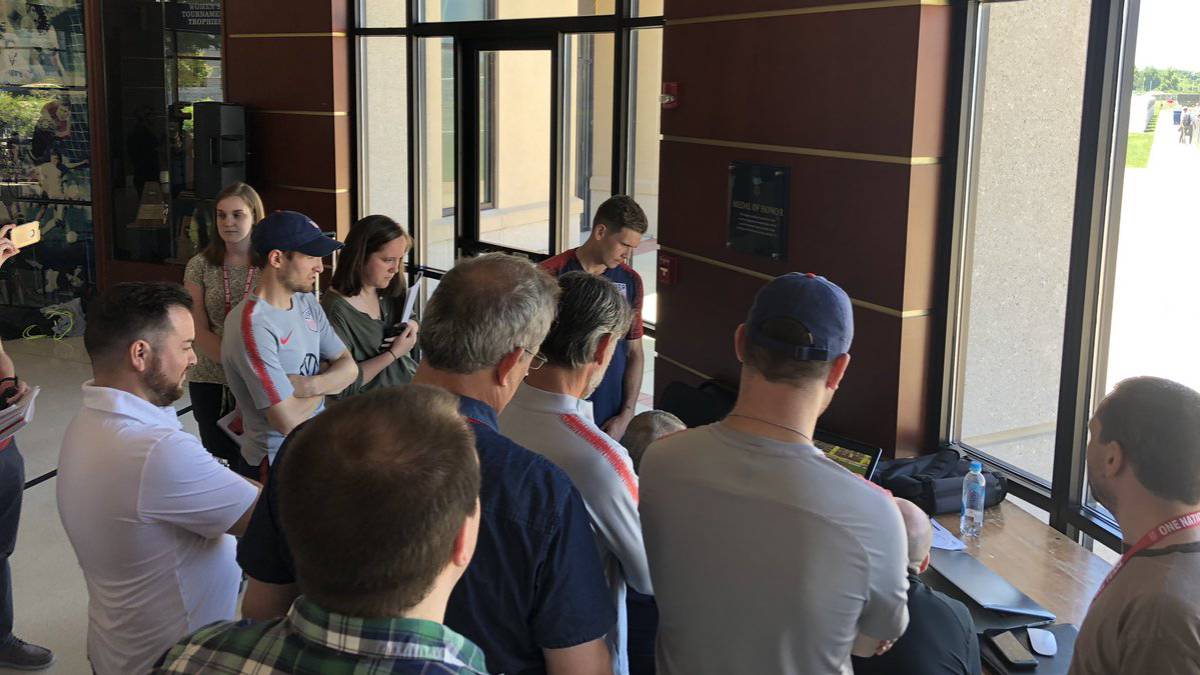 The US men's national team watching the youth team knock out France at U20 World Cup