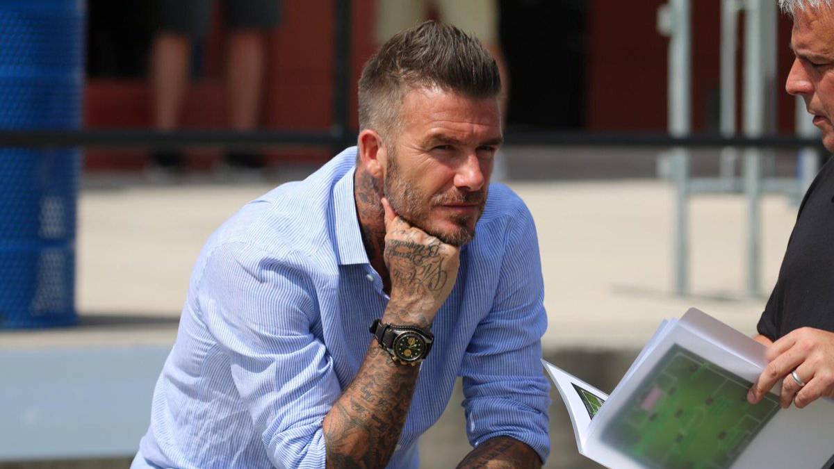 David Beckham watches his Inter Miami youth players in Miami, Florida on Sunday