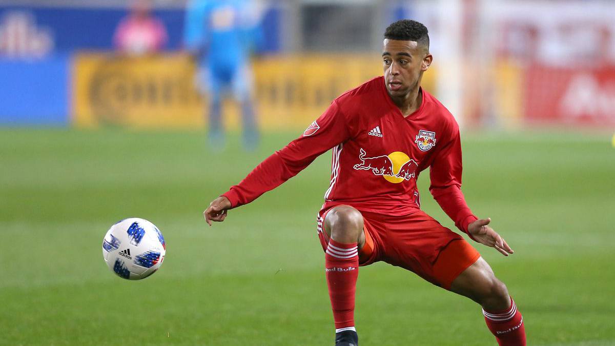 Tyler Adams in action with RB Leipzig in the Bundesliga