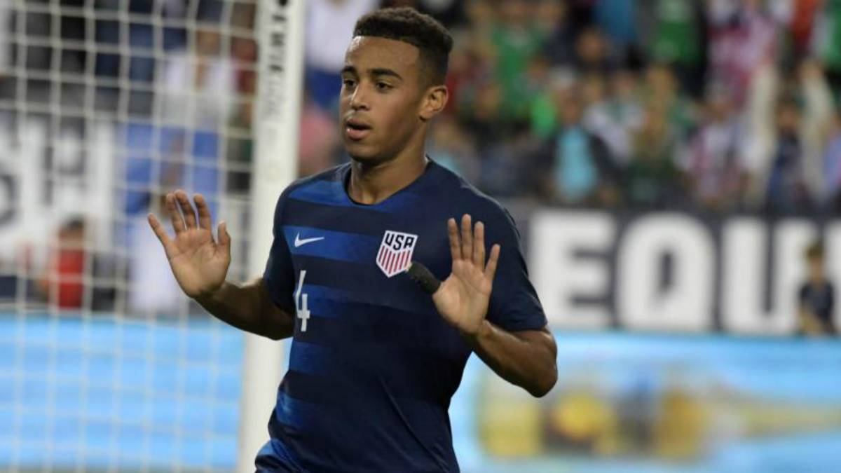 Tyler Adams in action with the United States men's national team
