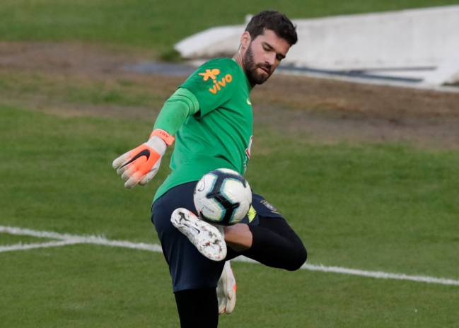Good with his feet and hands | Brazil and Liverpool's Allison.