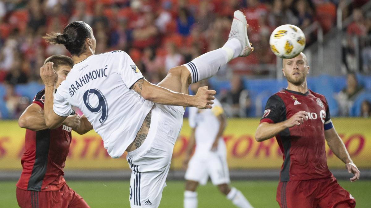 Zlatan Ibrahimovic in action with LA Galaxy against Toronto FC