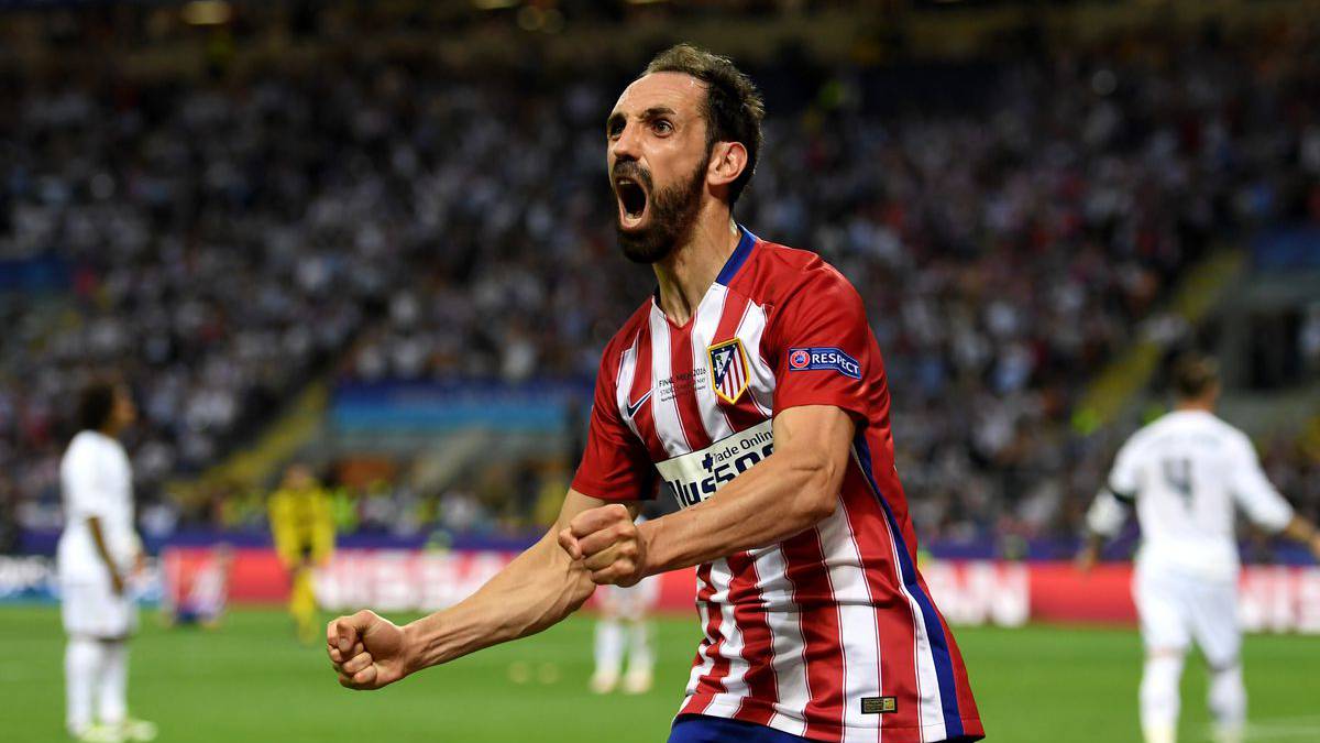 Juanfran celebrating after scoring with Atletico Madrid against Real Madrid