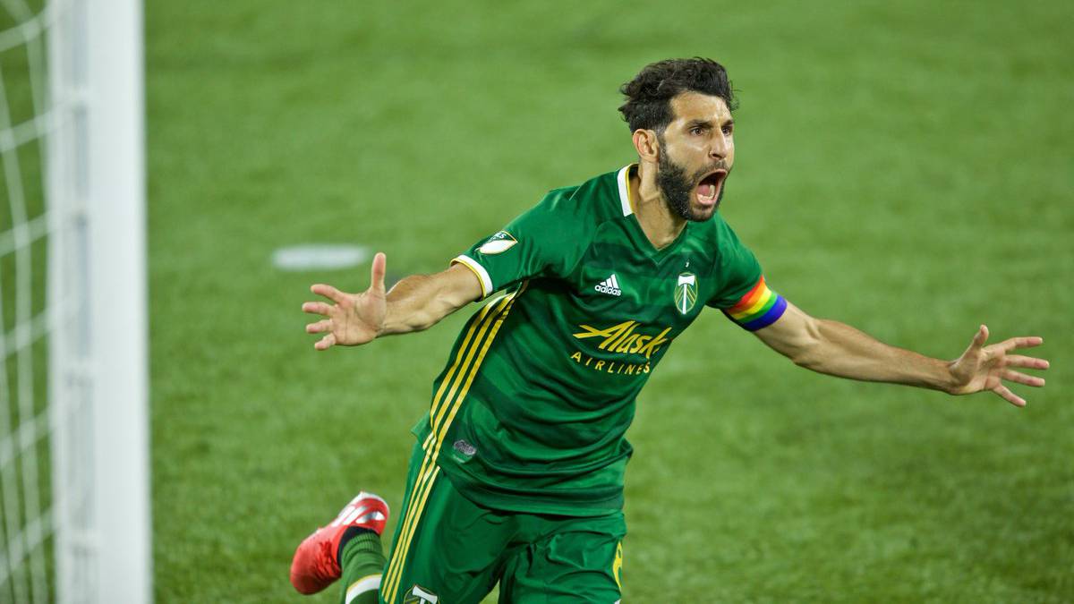 Diego Valeri celebrates his goal in the 4-0 win over Houston Dynamo during MLS week 16