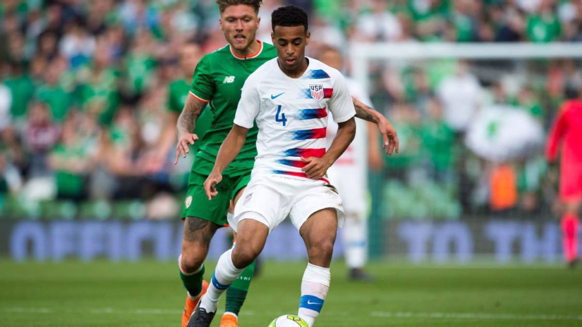 Tyler Adams in action with the United States men's national team