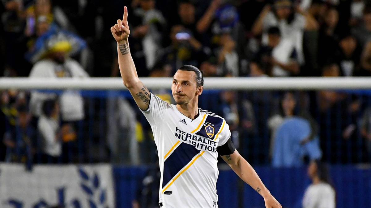 Zlatan Ibrahimovic celebrating with Los Angeles Galaxy