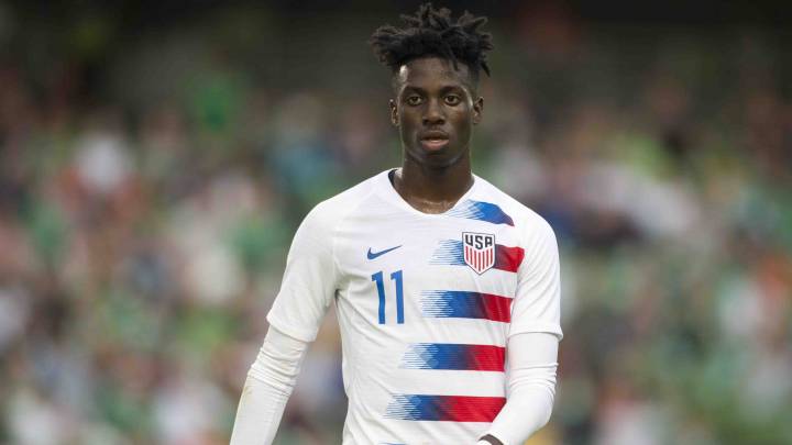 Tim Weah of USA during the International Friendly match between Republic of Ireland and USA at Aviva Stadium in Dublin, Ireland