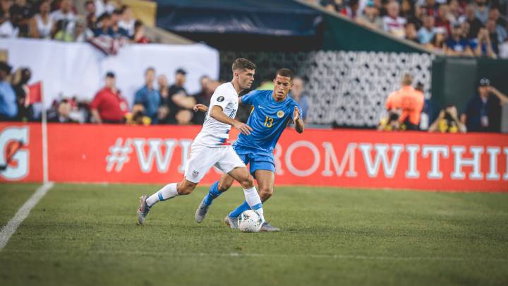 Pulisic in action with the USMNT against Curaçao