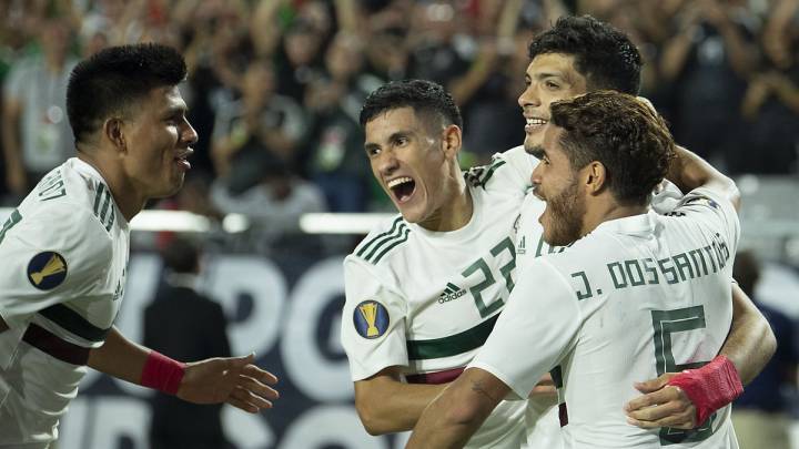Mexico celebrating after beating Haiti 1-0 to reach the 2019 Gold Cup Final