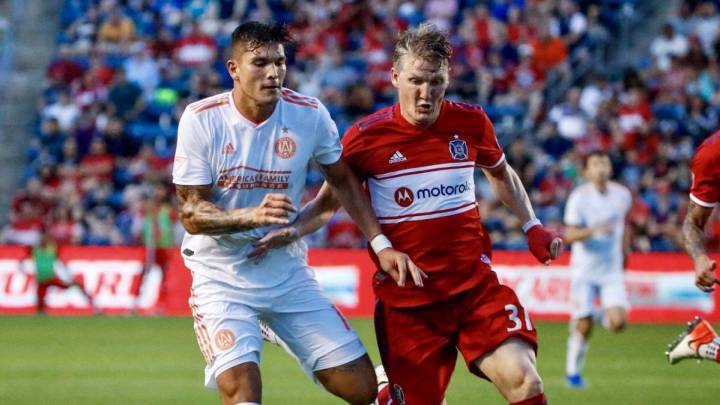Bastian Schweinsteiger in action against Atlanta United