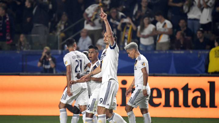 LA Galaxy forward Zlatan Ibrahimovic celebrates after scoring a goal in the second half at Dignity Health Sports Park. The Gakaxy defeated Tornto FC 2-0.