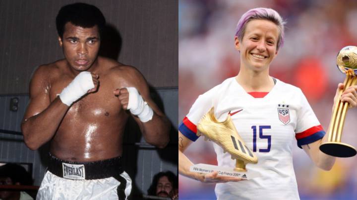 Collage of Muhammad Ali and Megan Rapinoe
