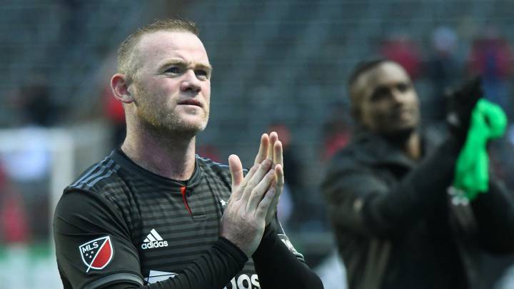 D.C. United forward Wayne Rooney reacts after the game against the Chicago Fire at Bridgeview Stadium