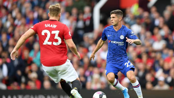 Christian Pulisic in action during his Premier League with Chelsea