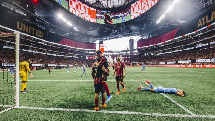 Josef Martinez celebrating after scoring with Atlanta United
