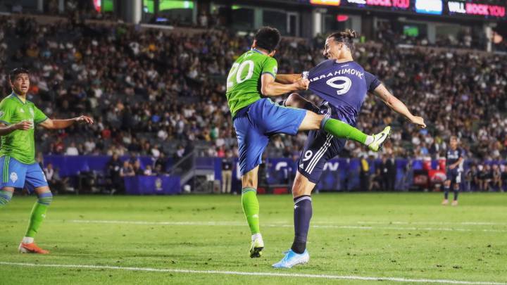 Zlatan Ibrahimovic in action against Seattle Sounders