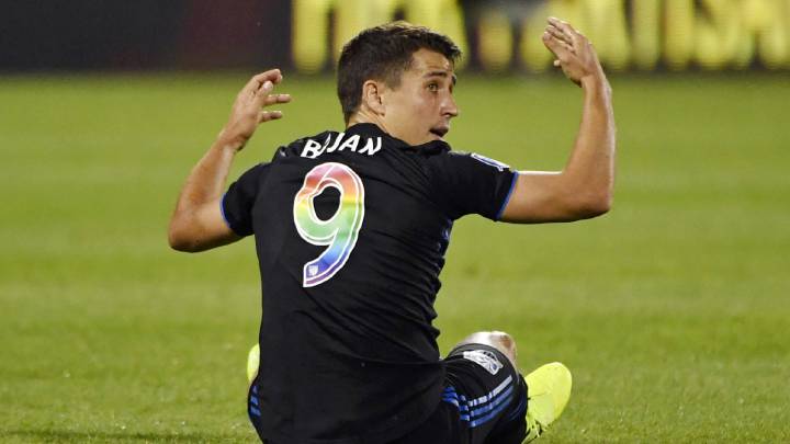 Montreal Impact midfielder Bojan Krkic (9) reacts after being fouled during the first half of the game against FC Dallas at Stade Saputo.