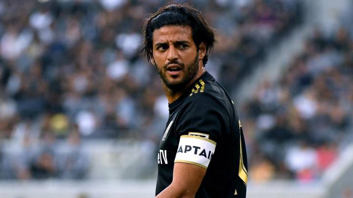 Carlos Vela looking angry during an LAFC match