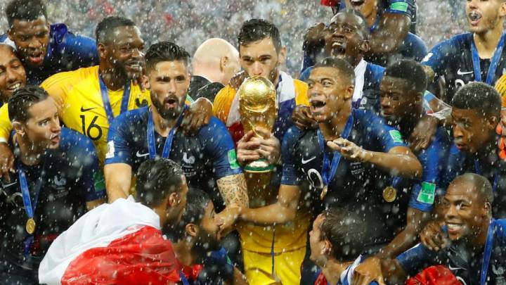 The French National Team celebrates winning the World Cup at Russia 2018