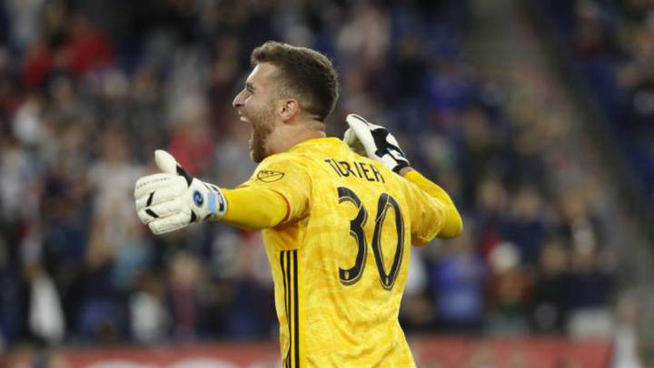 New England Revolution goalie celebrating the 2-0 victory over NYCFC
