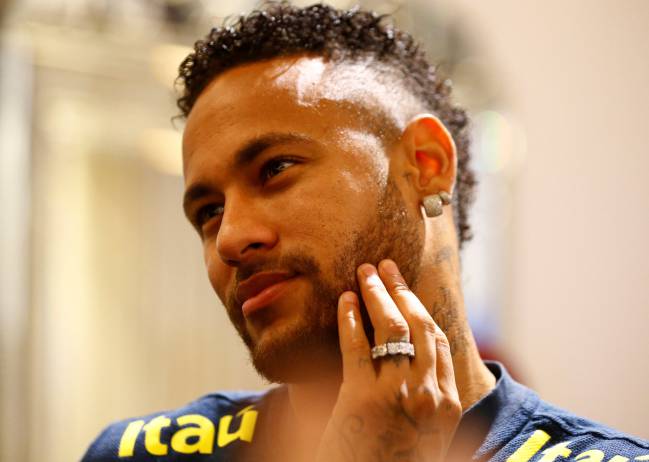 Brazil's Neymar during the press conference.