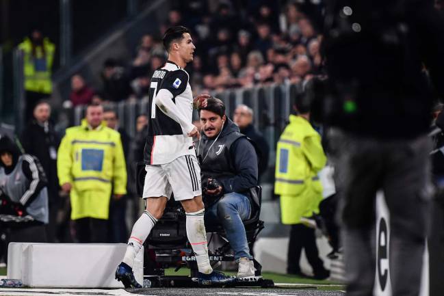 Straight off | Juventus' Portuguese forward Cristiano Ronaldo goes directly to the changing rooms.