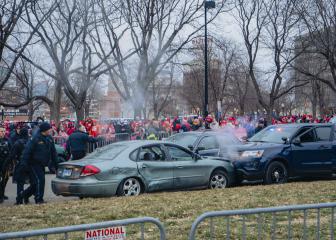 Police stop car heading for crowd at Super Bowl parade
