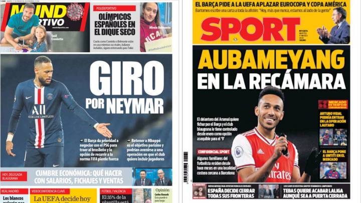 Barcelona targets Neymar & Auba' dominate Catalan dailies