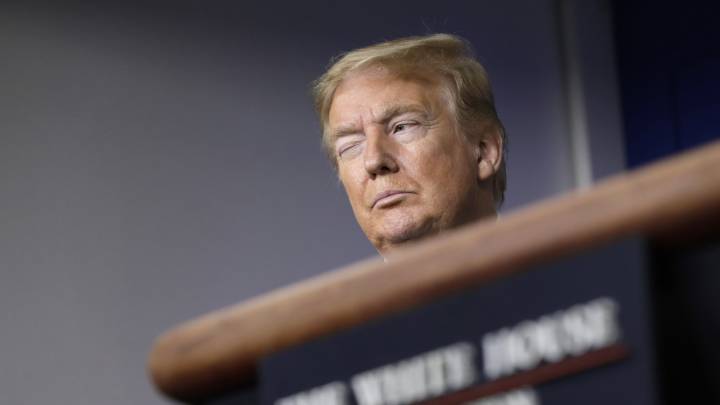 President Donald Trump speaks about the coronavirus in the James Brady Press Briefing Room of the White House, Tuesday, April 21, 2020, in Washington