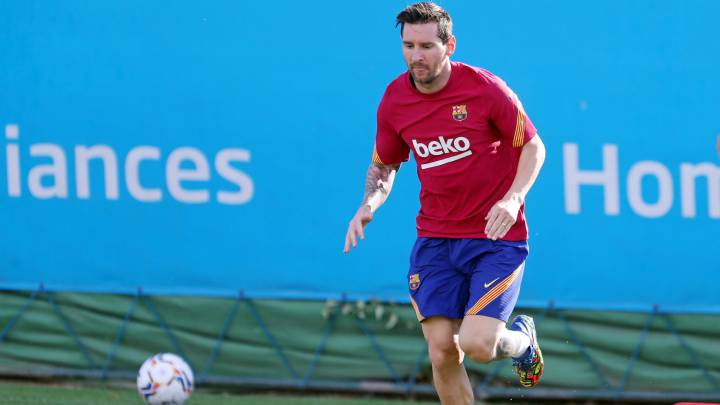 Messi in good spirits during Barcelona training as exit saga fades